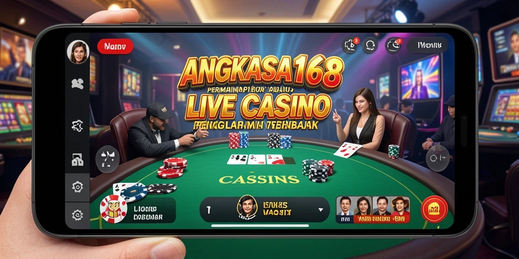Screenshot gameplay ANGKASA168 menampilkan dealer profesional dalam suasana Live Casino.