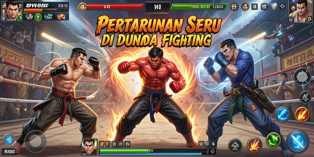 Screenshot BW888 menunjukkan pertarungan yang intens dan karakter yang beragam.