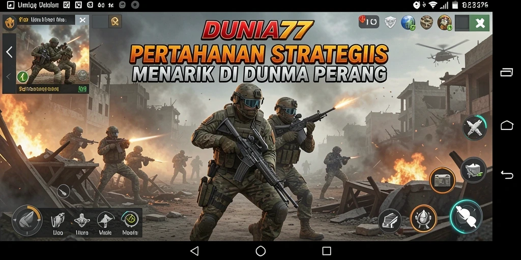Tampilan gameplay DUNIA77 yang mendebarkan di medan perang.
