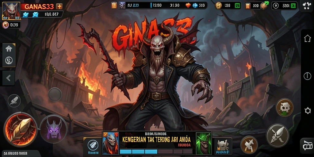 Tampilan gameplay menakutkan dari GANAS33 dengan suasana gelap dan misterius.