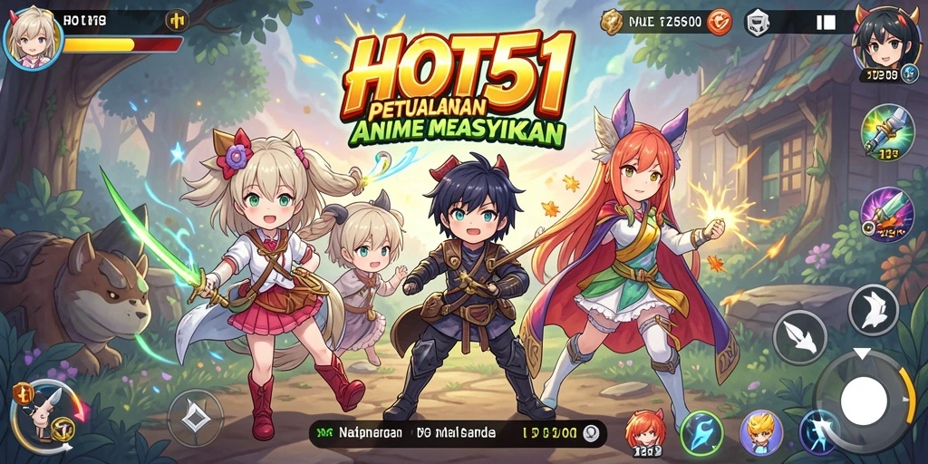 Tampilan gameplay HOT51 dengan aksi anime yang menawan.
