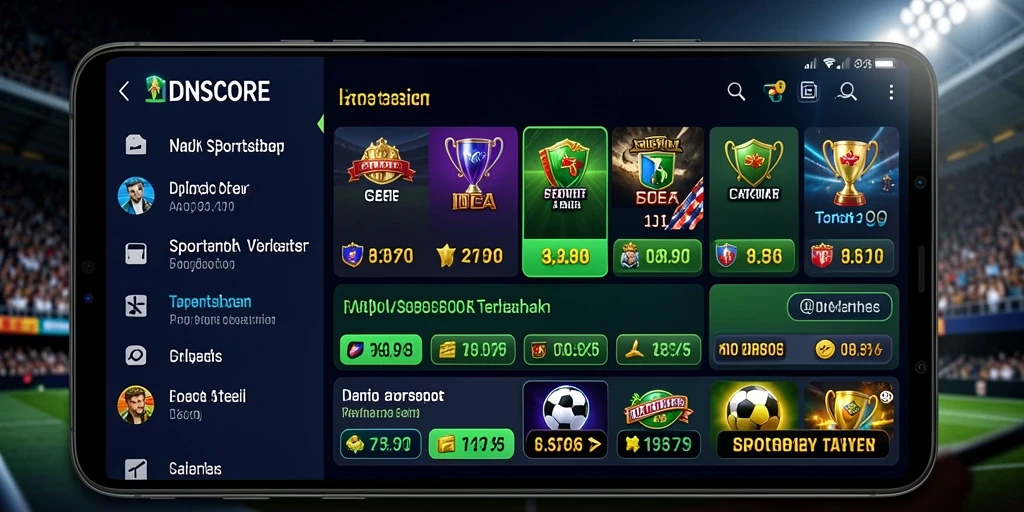 Tampilan gameplay IDNSCORE dengan berbagai opsi taruhan olahraga.