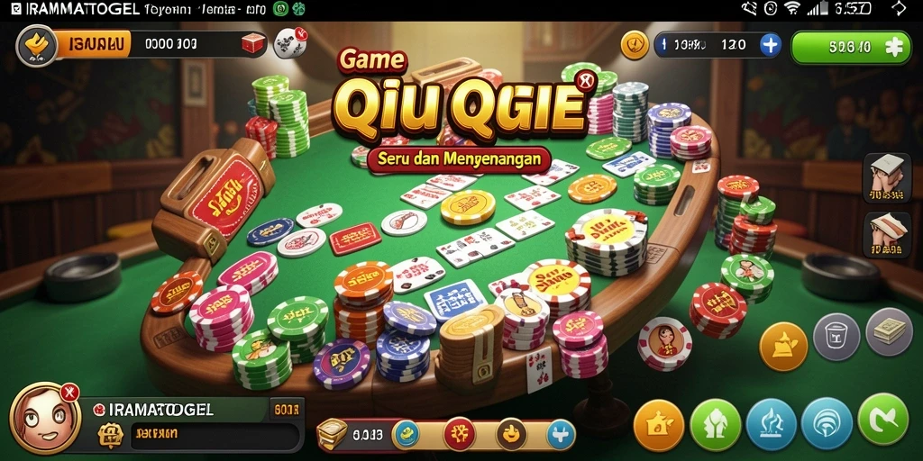 Screenshot gameplay IRAMATOGEL menampilkan suasana permainan QiuQiu yang seru.