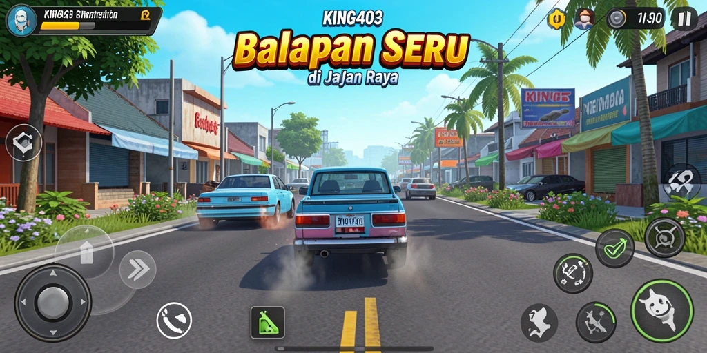 Tampilan gameplay KING403 yang mendebarkan dan penuh aksi balapan.