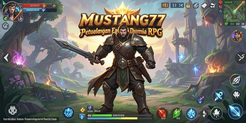 Tangkapan layar gameplay MUSTANG77 menampilkan pertarungan epik dalam dunia RPG.