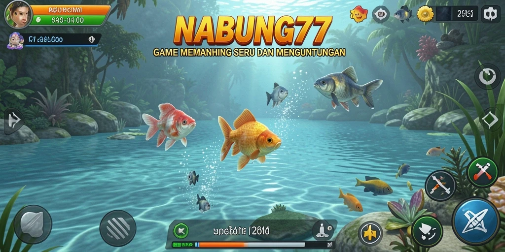 Screenshot gameplay NABUNG77 menampilkan aksi memancing yang seru.