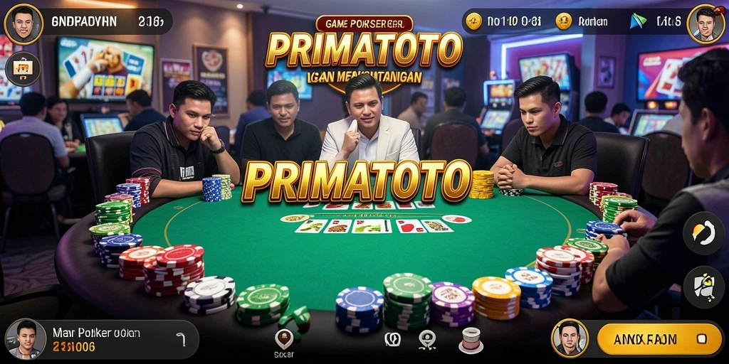Tampilan gameplay PRIMATOTO yang menegangkan dan menarik saat bermain poker.