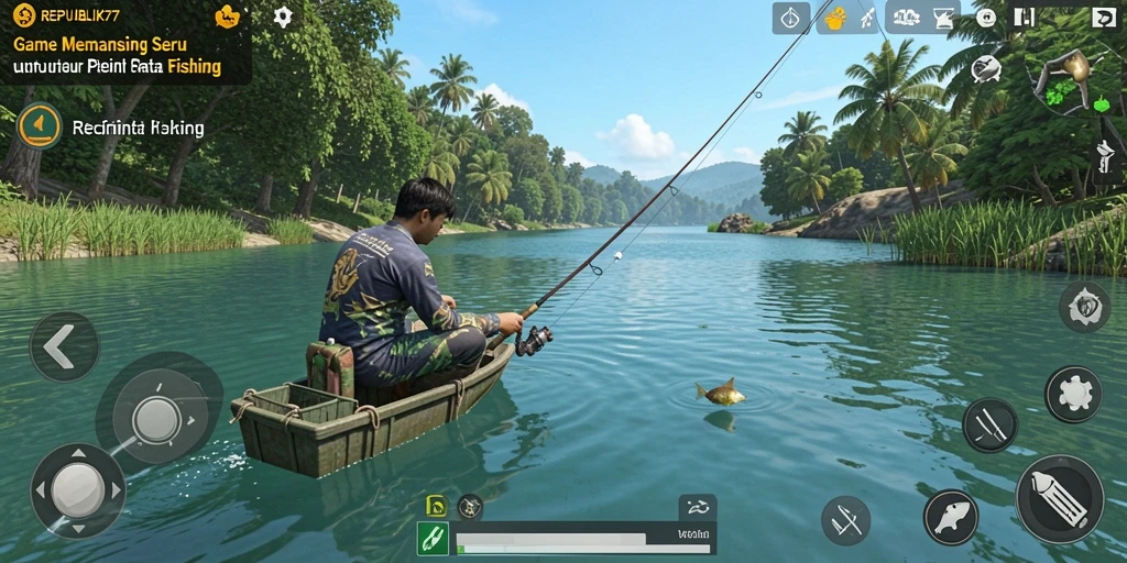 Tangkapan menakjubkan di <strong>REPUBLIK77</strong> saat memancing di danau.