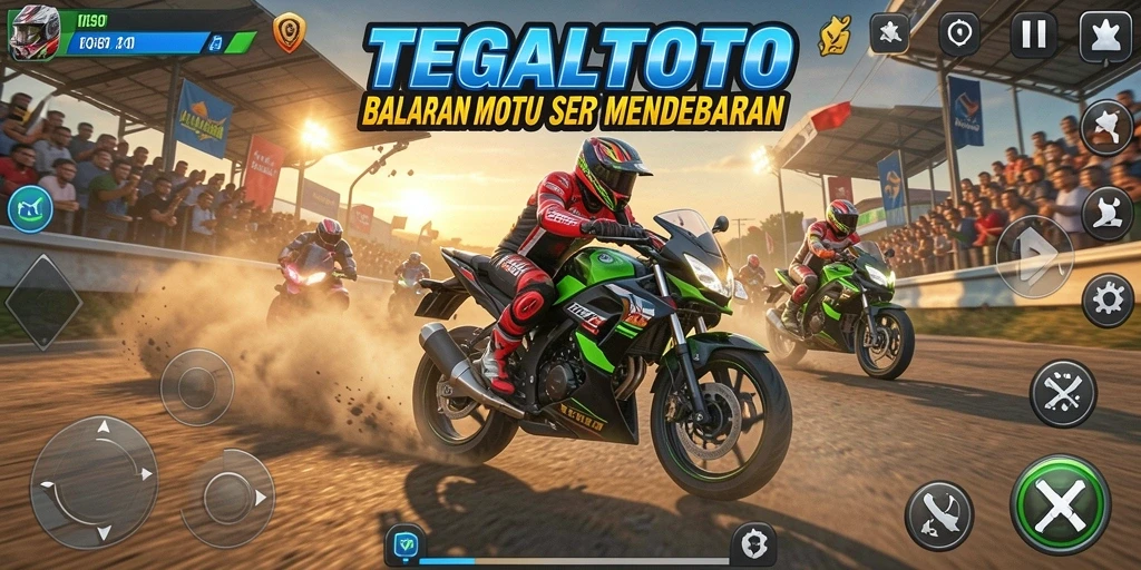 Gameplay seru di TEGALTOTO saat balapan motor.